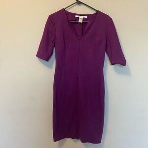 Diane Von Furstenberg Aurora Wool Blend Shift Dress Plum Purple 6